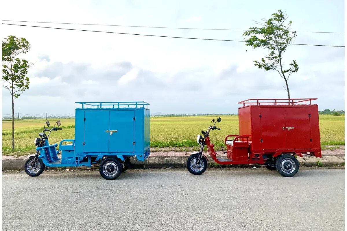 Xe điện thùng kín inox 201 tổng thể